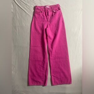 Zara Hot Pink Wide Leg Jeans